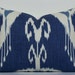 Decorative Pillow Cover - Ikat - 12x16 - linen - throw pillow - designer pillow - indigo - blue - winter white - lumbar