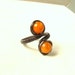 Orange calcite ring, copper adjustable ring, antiqued rustic handmade jewelry