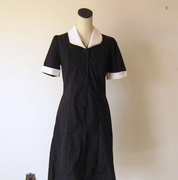 Classic Pretty Black Diner Waitress Uniform Dress