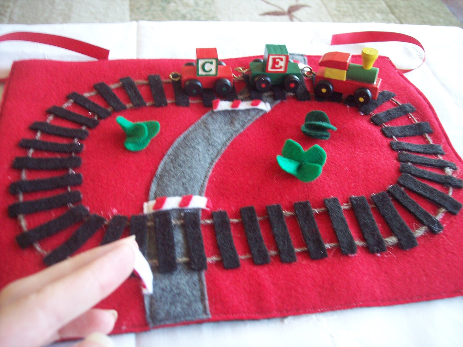 Quiet Play Felt Train Track with Wooden Train