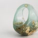 sea green size 7 soft faceted eco resin ring with suspended gold leaf