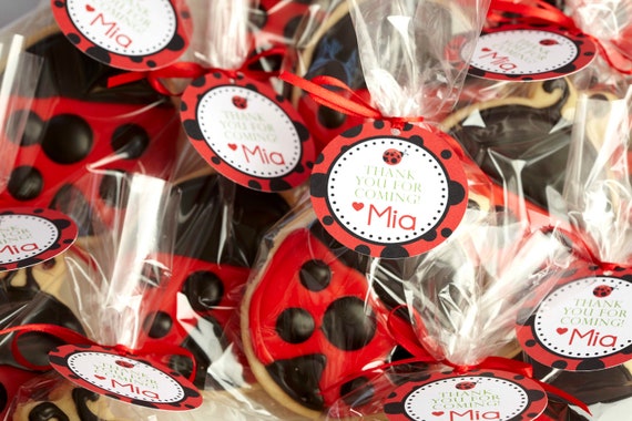 Little Lady Bug Birthday Favor Tags- Set of 10