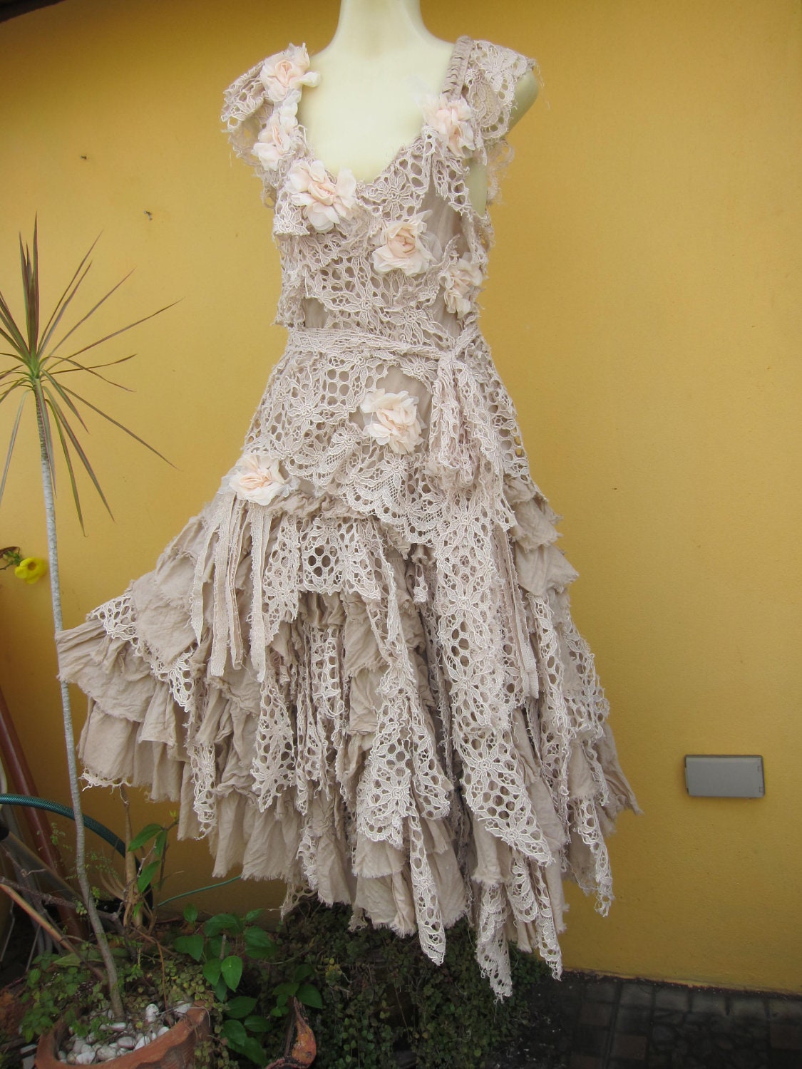 RESERVED..vintage inspired shabby bohemian gypsy dress...30 Gypsy Boho Dress