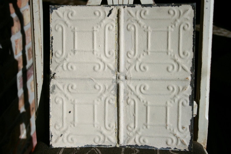 Genuine Antique Ceiling Tile 12 x 12 Cream
