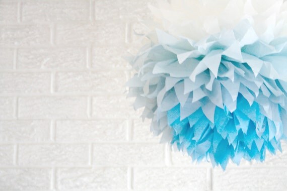 party decoration ... blue ombre ... 1 Tissue paper pom //weddings // nursery // baby shower // birthday party // gender reveal // Il_570xn