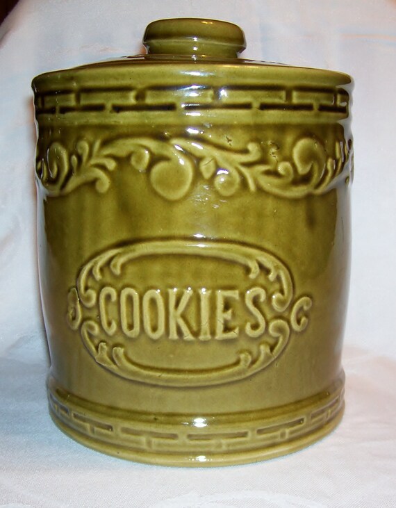 Vintage Monmouth Green Cookie Jar by TheLeatherPlace on Etsy