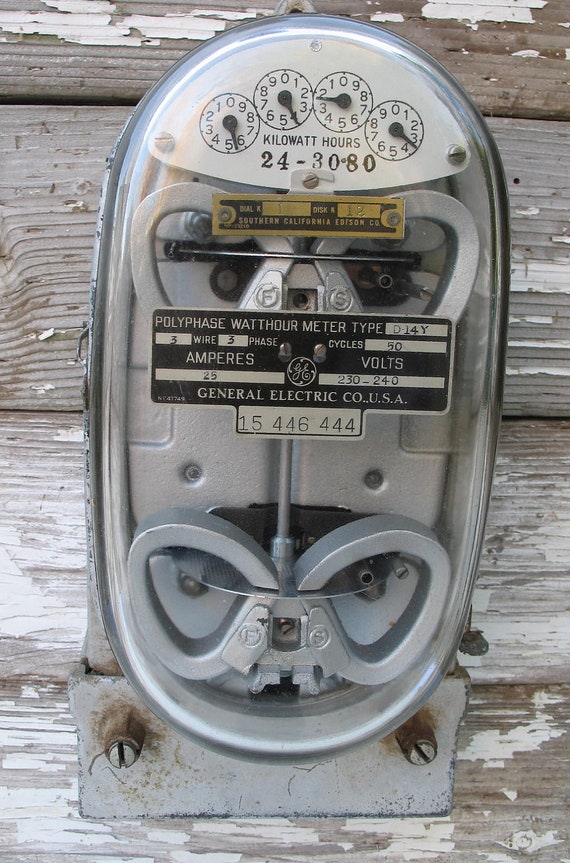 Vintage General Electric Meter D14 Watthour Meter