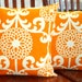 Distinctive Decorative Throw Pillow Covers - Two Orange and White 18 Inch