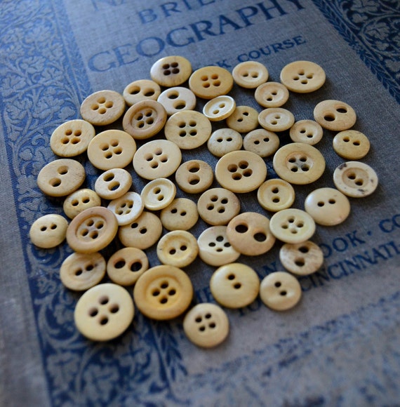 Antique Bone Buttons Vintage Set Of 49 Lot 537 By PeachParlor