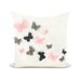 16x16 Decorative Pillow Cover, Baby Nursery, Romantic Bedroom, Children Decor | Pink, Light Grey & Charcoal Felt Butterflies on White Canvas