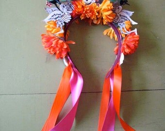 Dia De Los Muertos Headband, Day of the Dead Headpiece, Flower Crown, Day of the Dead Headband, Day of the Dead Headdress