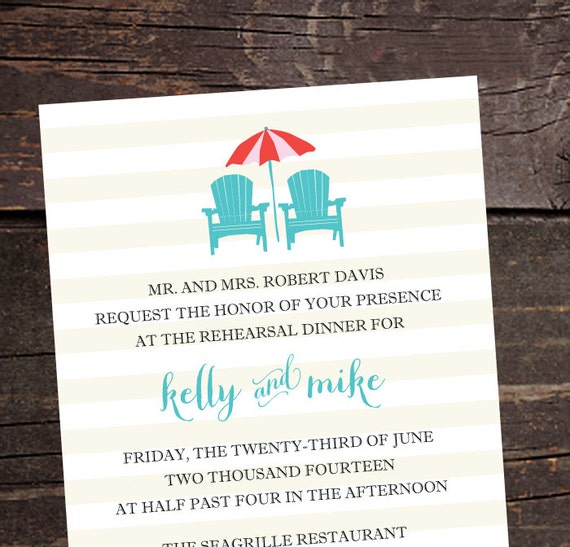  Beach Chair - Shower/Party Invitations - Set of 15 - Adirondack Chairs