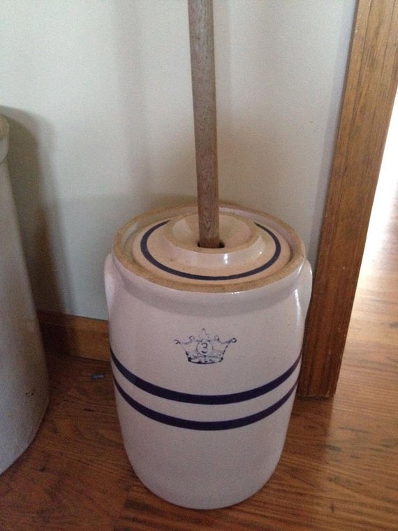 Items similar to Vintage Blue Crown 3 Gallon Butter Churn with Dasher