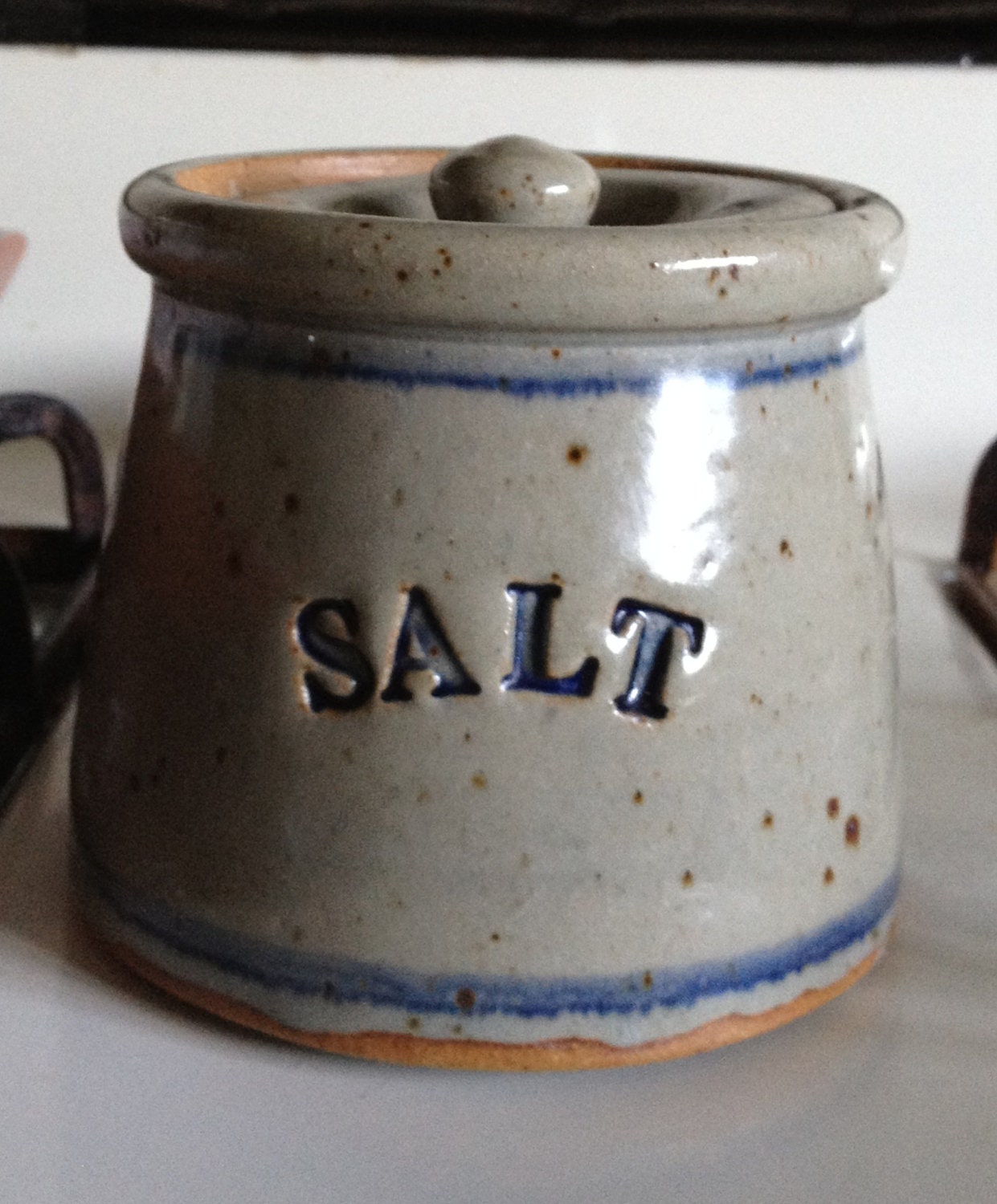 Stoneware Salt Cellar With Lid 