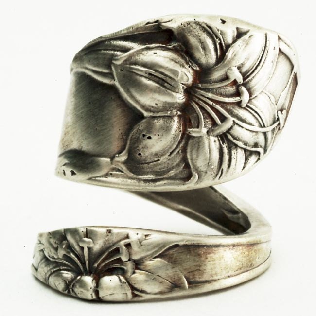 Spoon Ring Lovely Lily Pattern Sterling Ring by Spoonier on Etsy