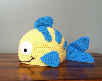 Little Fish Hat Flounder Inspired (You Choose Size Newborn - Adult) Any Color