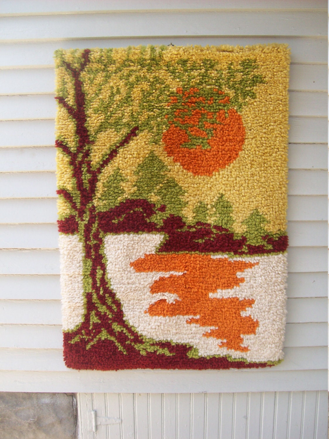 Mod Landscape Sunset Latch Hook Rug