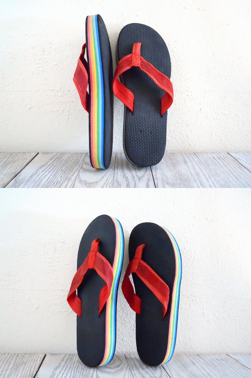 flip flops with rainbow straps