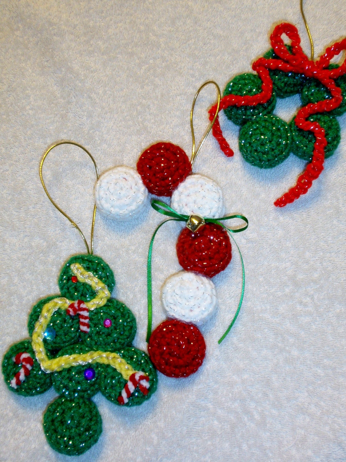 Crochet Bottle Cap Christmas Ornament Set Of 3