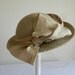 Vintage Beige Felt hat with Feather and Veil by Jody G.