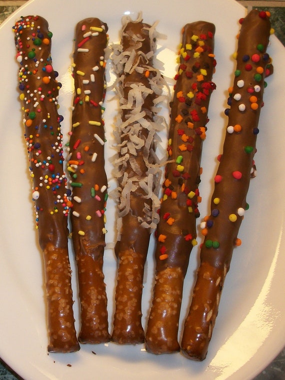 Chocolate Covered Pretzel Rods by SweetBulaBites on Etsy
