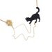 Cat playing necklace, animal lover jewelry, statement necklace- black acrylic silhouette of a cat playing with wool