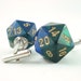 Premium Gemini Metallic Blue Green and Gold Peacock D20 Cuff Links