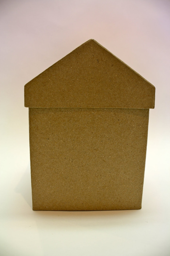 Items similar to Paper mache house box small on Etsy