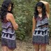 80s GYPSY DRESS vintage mini dashiki vest black tribal c453