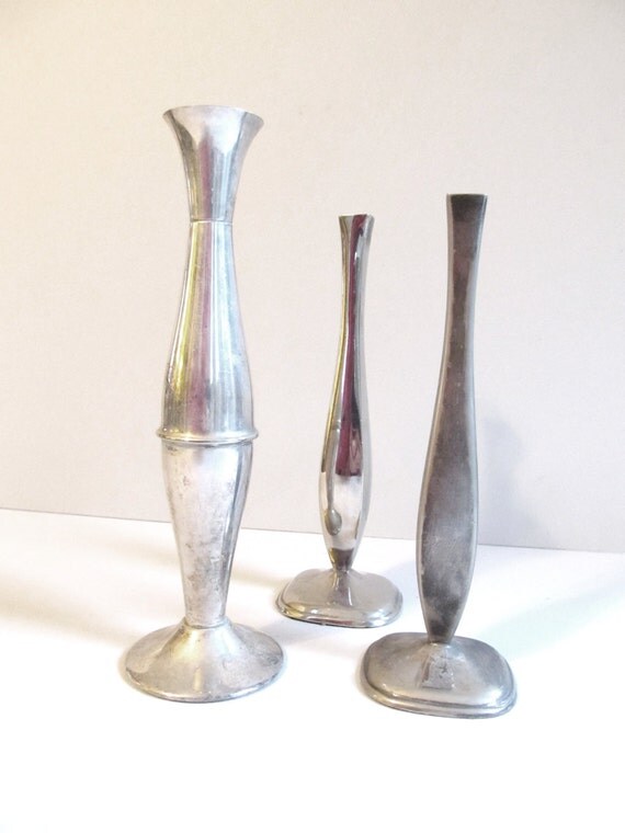 Set of 3 Silver Plate Bud Vases