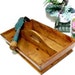 Vintage Wooden Tote Cutlery Farmhouse Tray Rustic Wood Box Kitchen Home and Garden