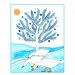 Art print, 10 x 8, Illustration, Drawing, Winter Scene, Blue and White, Geese, Tree, Wall Art, Ink and watercolor, Birds, Nature