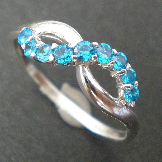 Knot Infinity Promise Ring - Aquamarine Blue Cz March Birthstone ...