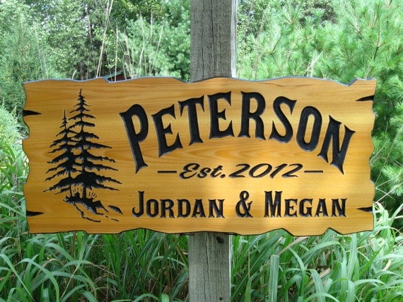 Personalized Cabin Signs 30 x 14 Routed Wood