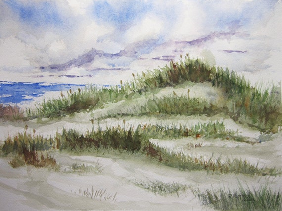 Sand Dunes 11x15 original watercolor painting beach art