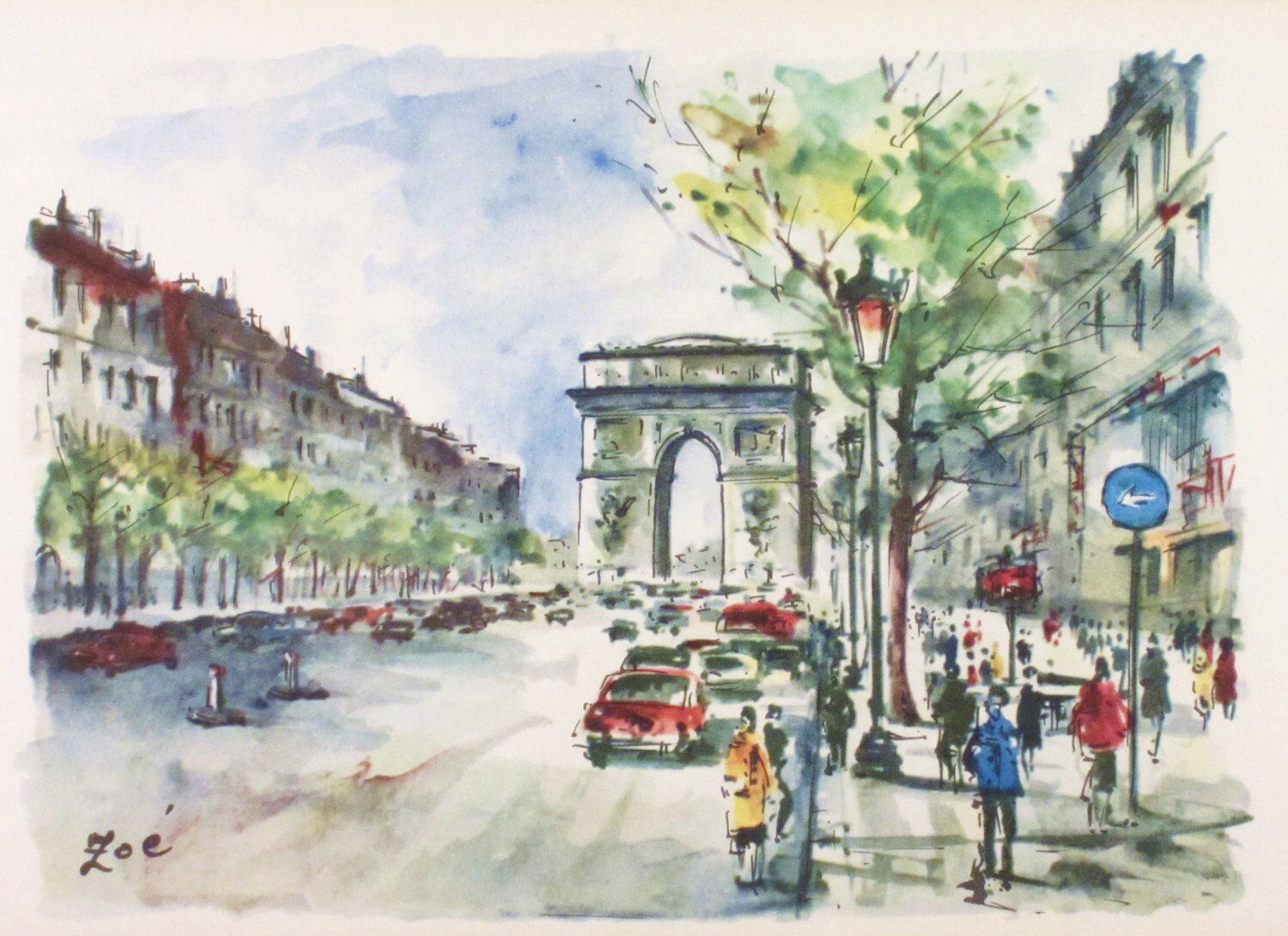 Mid Century Framed Print Wall Art Paris Champs Elysee by ReArcade