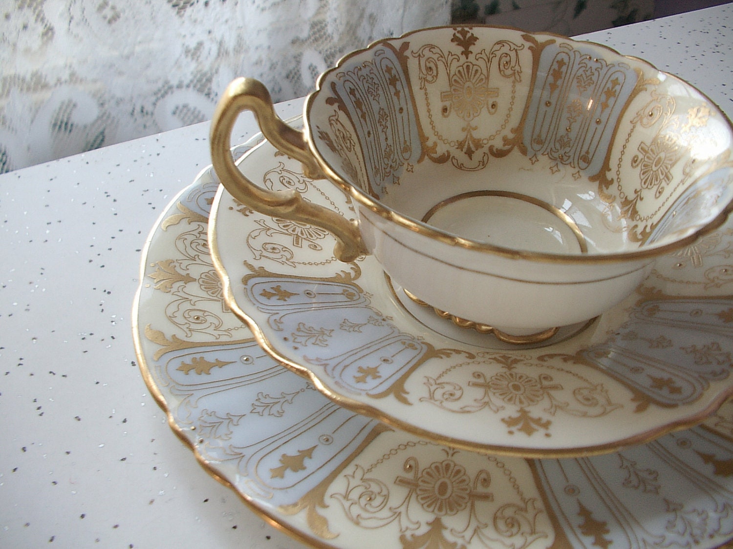 antique tea set Royal Doulton pastel blue and by ShoponSherman