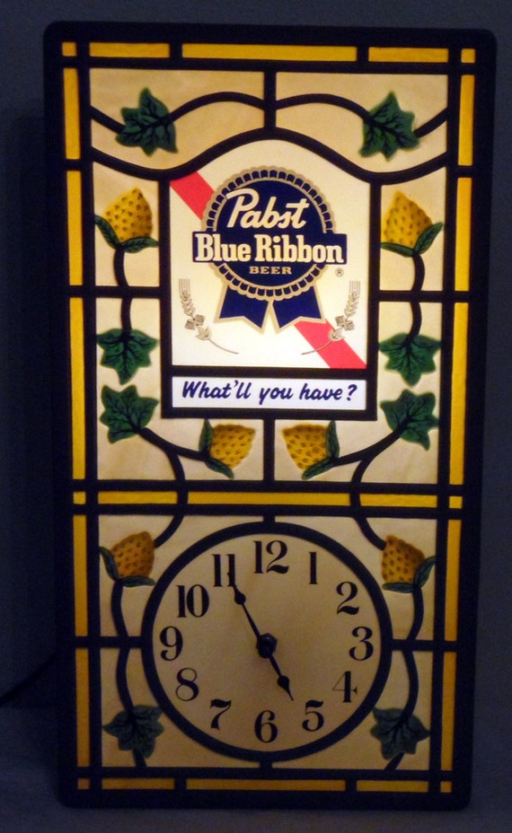 Vintage PABST Blue Ribbon Light Up WALL CLOCK