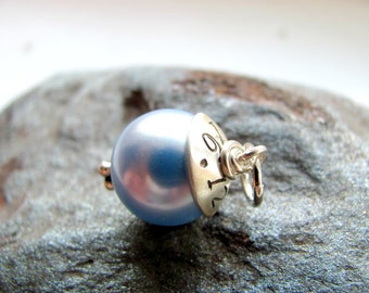 SOMETHING BLUE Personalized Blue Swarovski and Sterling Silver Charm to Carry in Your Flowers or Garter - Bridal Jewlery- Bridal Accessories
