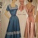 1951 Simplicity Full Skirt Dress with V Neck Collar Sewing Pattern 3552, Size 18, Bust 36