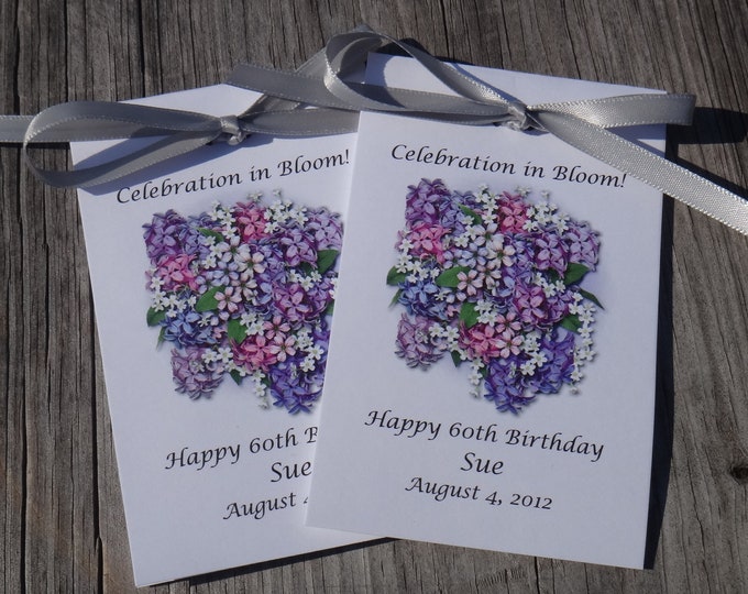 Lilac Bunch Design with Wildflower Seeds inside Flower Seed Packets for Birthday or Bridal Shower Anniversary SALE
