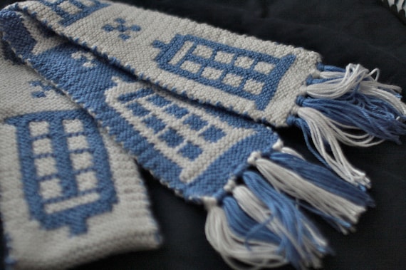 Doctor Who TARDIS scarf Hand Knit White and Blue by ...