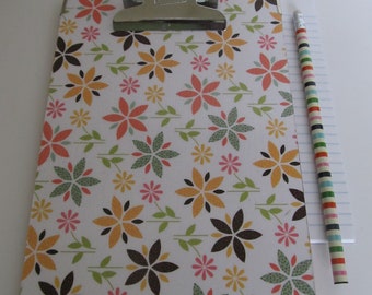 SALE, SALE, SALE! Small Decorative Clipboard--Flower Petals--Orange and White Damask