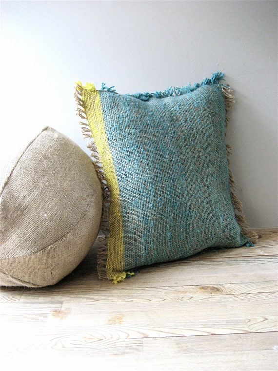 Woven Jute Pillow throw Pillow Color Block