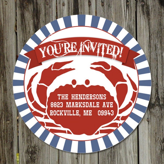 Crab Feed Seafood Boil Round Label Sticker 2 Circle 