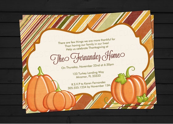 Fall Thanksgiving Dinner Invitation Digital File YOU-PRINT Il_570xn