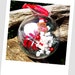 Hand Made Vintage Xmas Ornament with Vintage 1980 Flocked Teddy Bears and Gifts Supplies Inside Crystal Clear Plastic Christmas Ornament