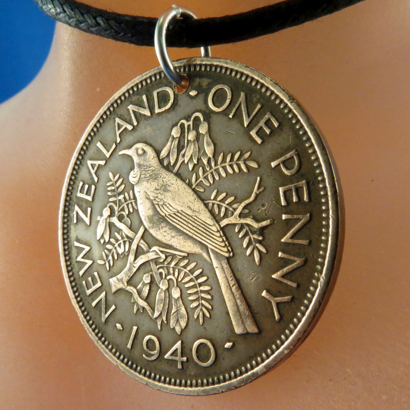 NEW ZEALAND necklace vintage coin jewelry Tui by PartsForYou
