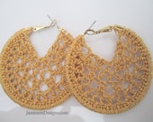 Glitter gold crochet hoop earrings - 2inch small