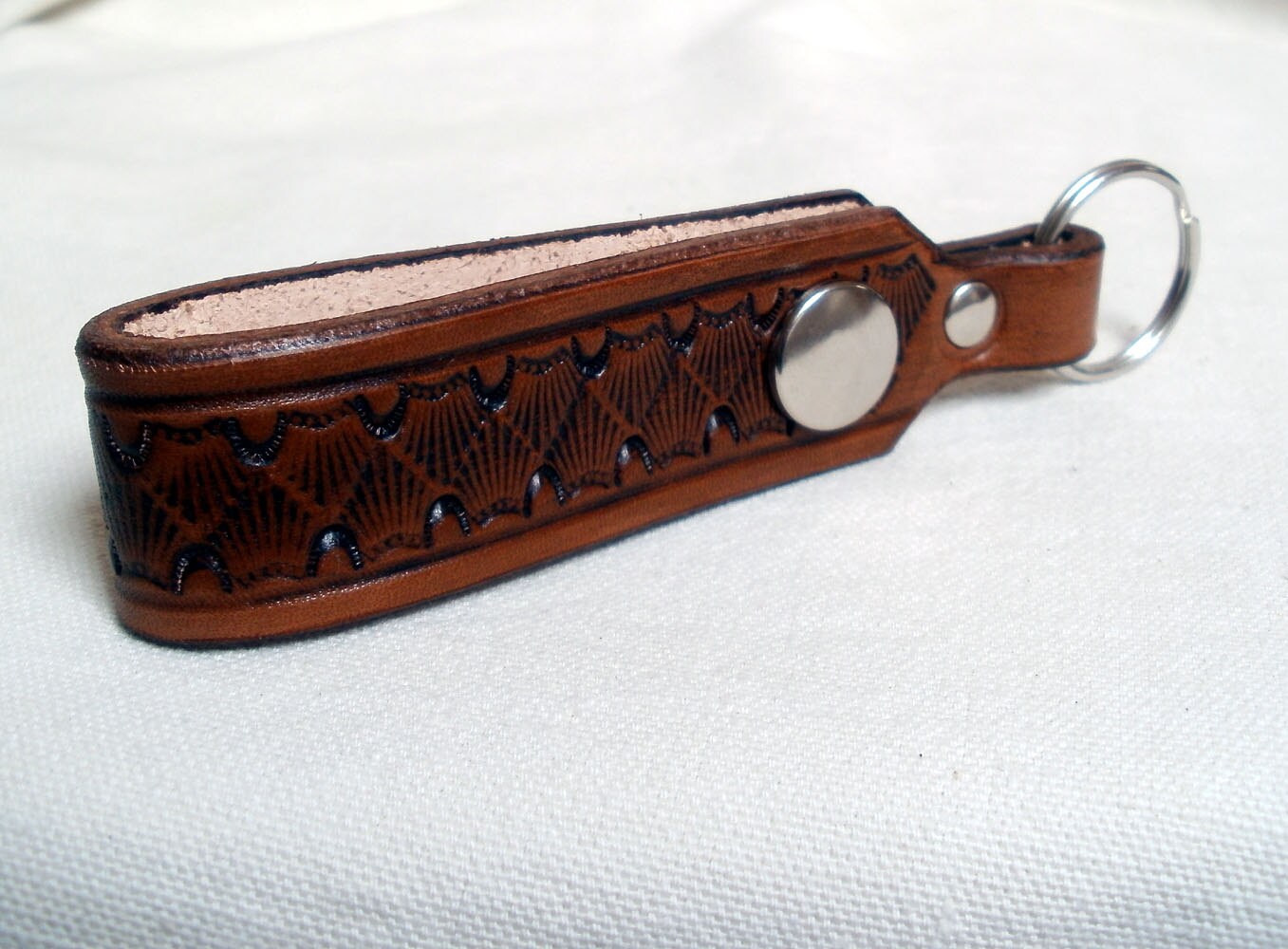 Leather keychain leather key fob belt loop with snap